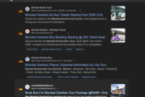 Mumbai tour agency SEO results